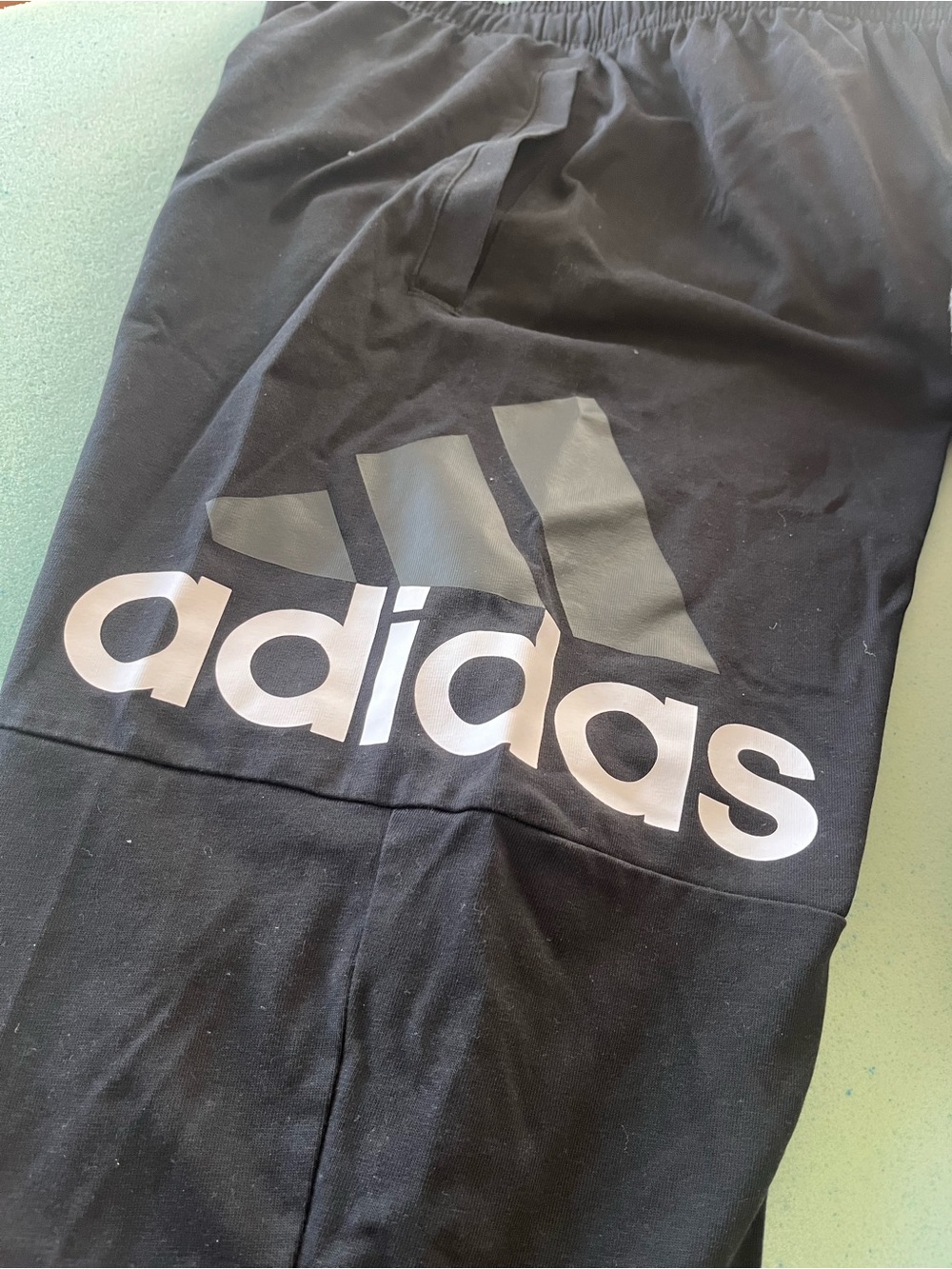 adidas Black Track Pants with Large White Logo
